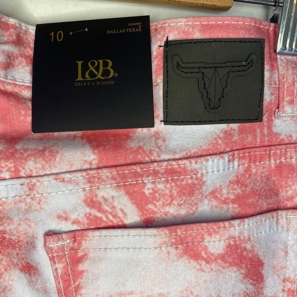 NWT Lucky & Blessed High Waist Wide Leg Pink White Western Pants size 10 NEW - Picture 5 of 6